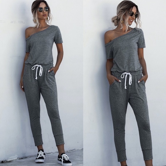 C IN STOCK EMILIE Off Shoulder Charcoal Jump… - Picture 2 of 2